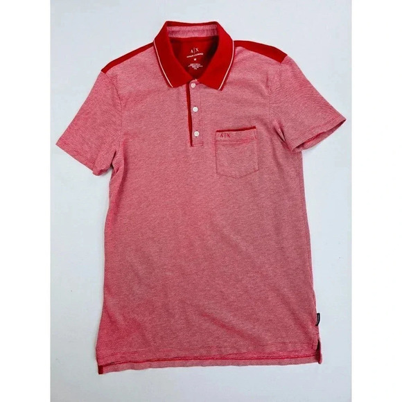 A/X Armani Exchange Size Medium Men's Red Embroidered Pocket Logo S/S Polo - Picture 1 of 12